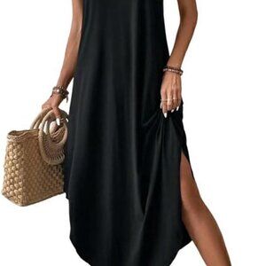 Women's Cotton Blend Halter Neck Sleeveless Caftan Dress for Summer Beach